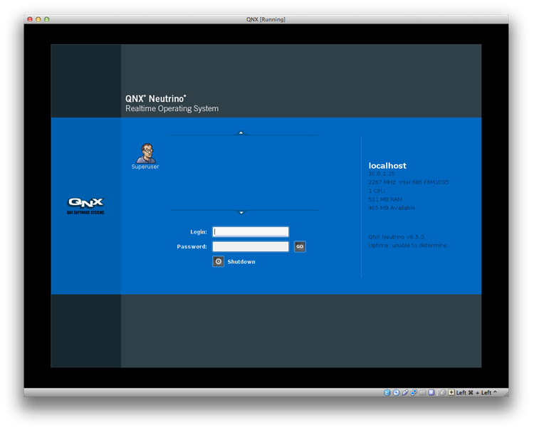 Default Login Screen