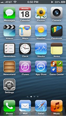 IOS 6 Home Screen